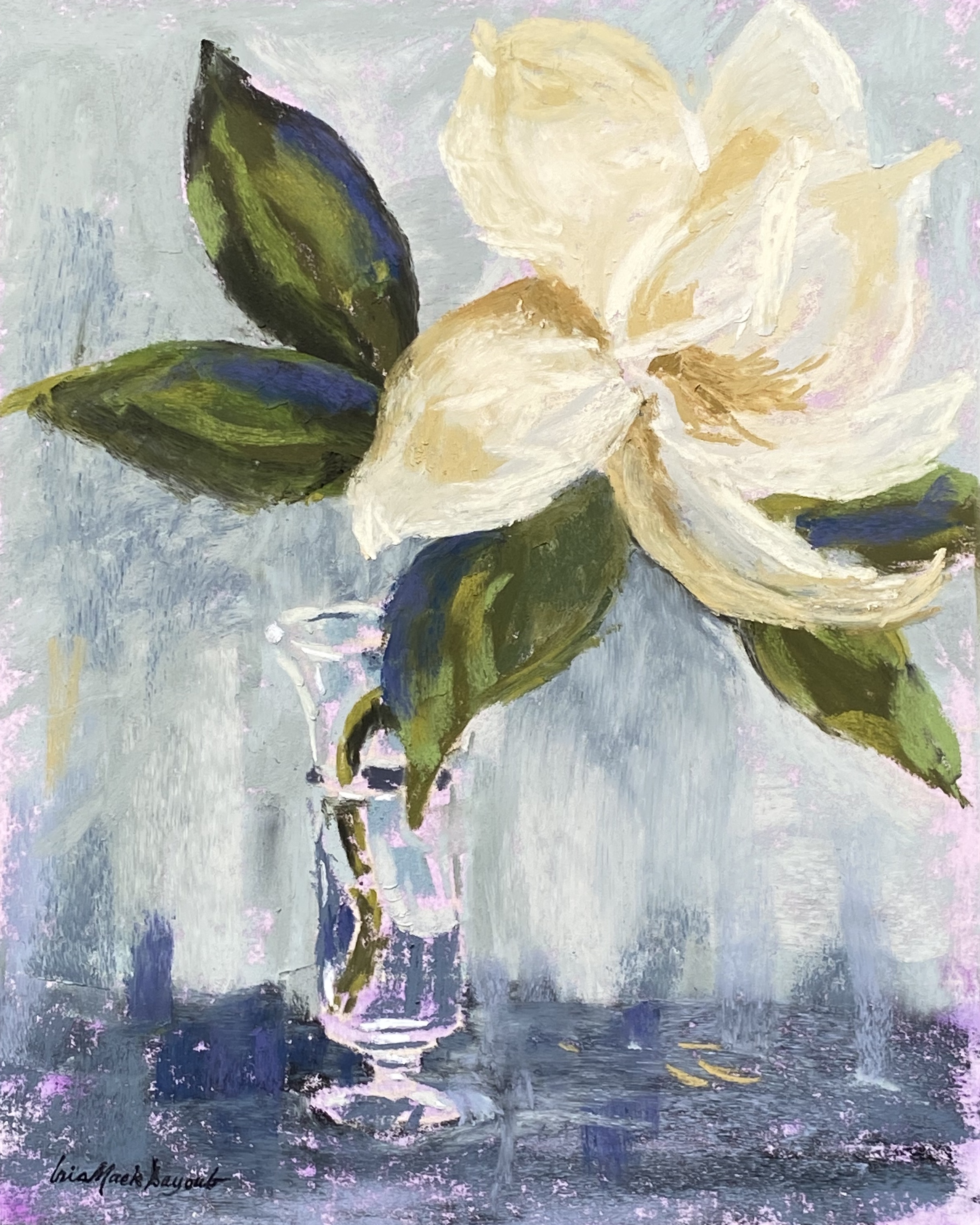 Magnolia in Champagne Glass